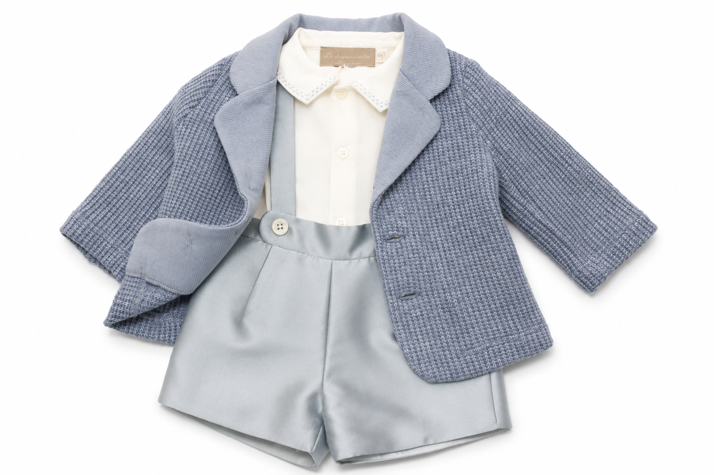 Body camicia ricamato con culotte e bretelle La Stupenderia da neonato