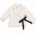 Cardigan Incrociato in Felpa con Fiocco Nero