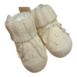 Scarpine Neonato in Maglia Panna con Laccetti