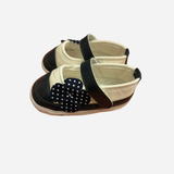 Scarpine Neonata Eleganti Nero Panna con Fiocco a Pois