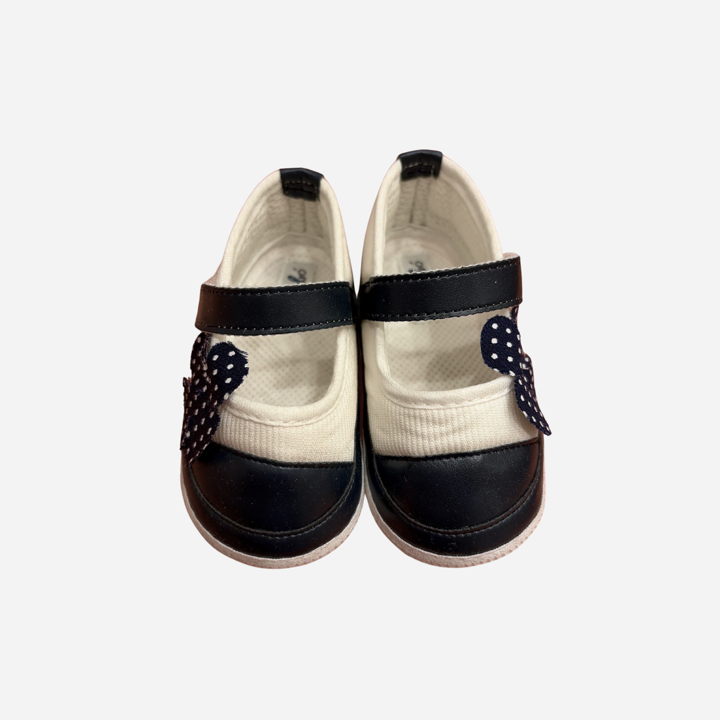 Scarpine Neonata Eleganti Nero Panna con Fiocco a Pois