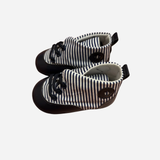 Scarpine Neonato Blu a Righe con Lacci in tessuto Aletta