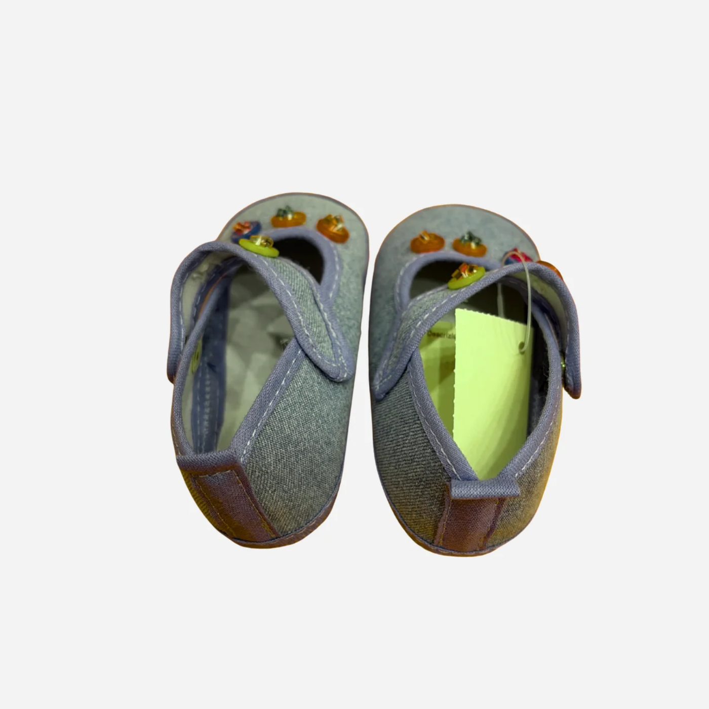 Scarpine Neonata Jeans con Cinturino e Bottoni Colorati Il Trenino