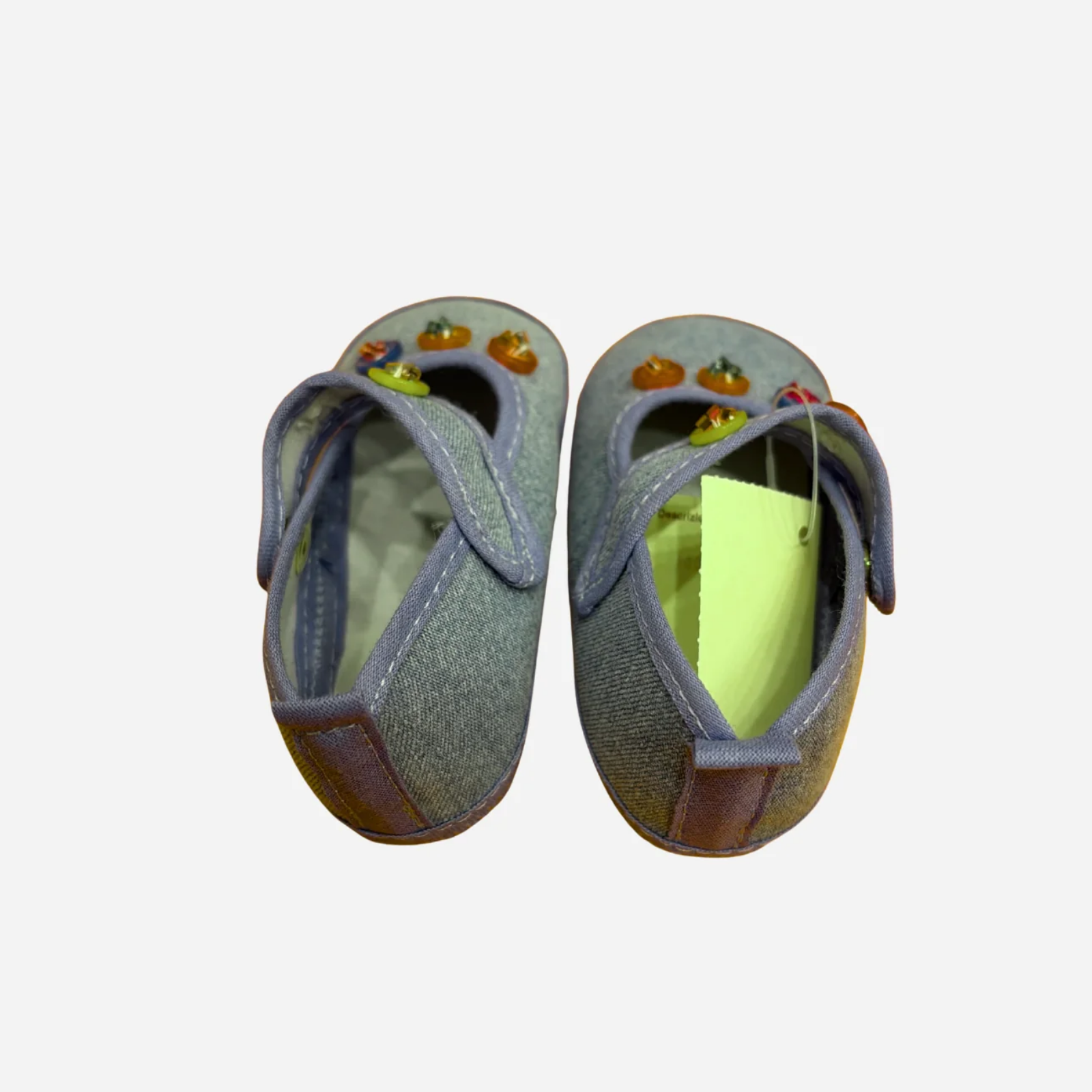 Scarpine Neonata Jeans con Cinturino e Bottoni Colorati Il Trenino