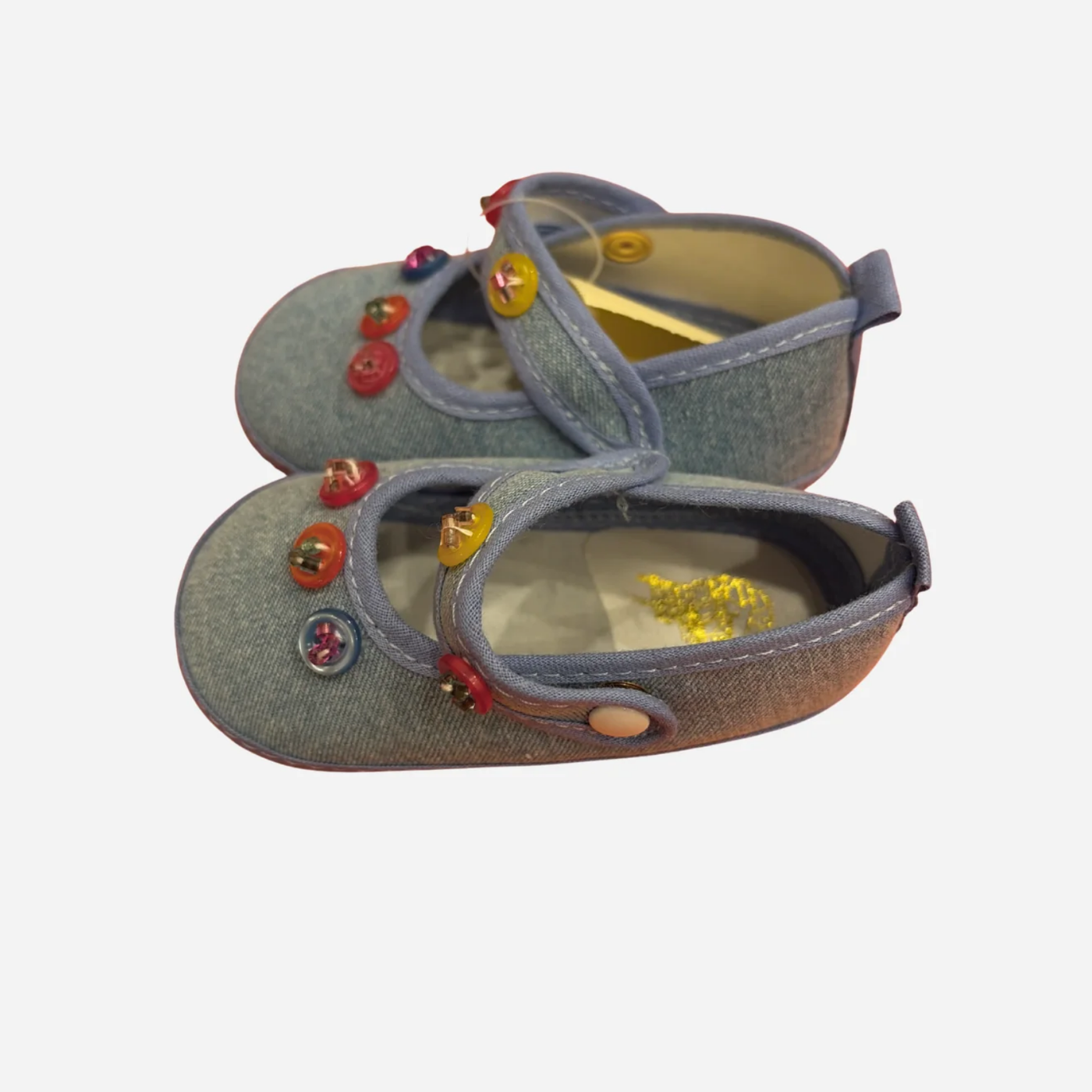 Scarpine Neonata Jeans con Cinturino e Bottoni Colorati Il Trenino