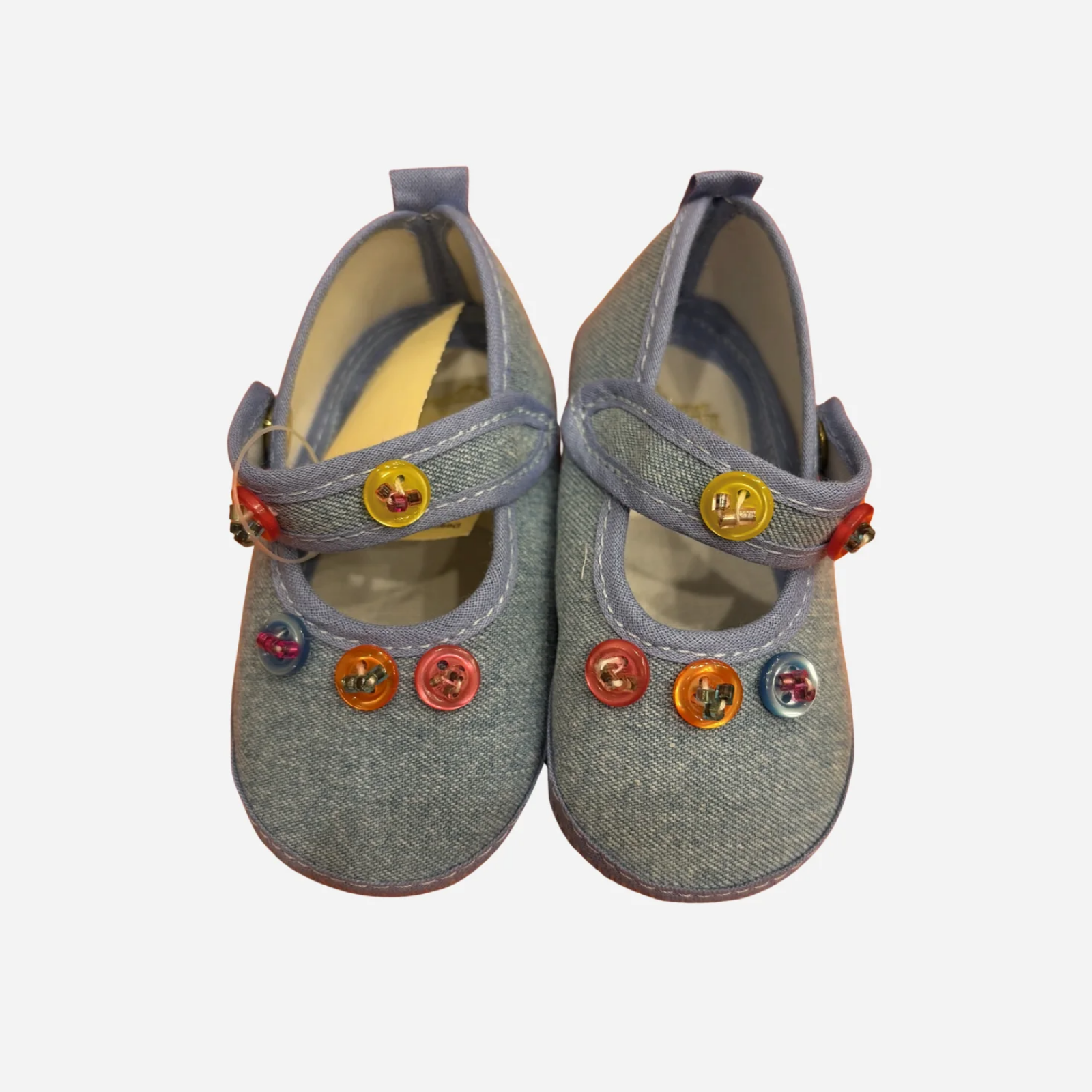 Scarpine Neonata Jeans con Cinturino e Bottoni Colorati Il Trenino