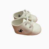 Scarpine Neonato Panna con Lacci e Ricamo Laterale Brooksfield