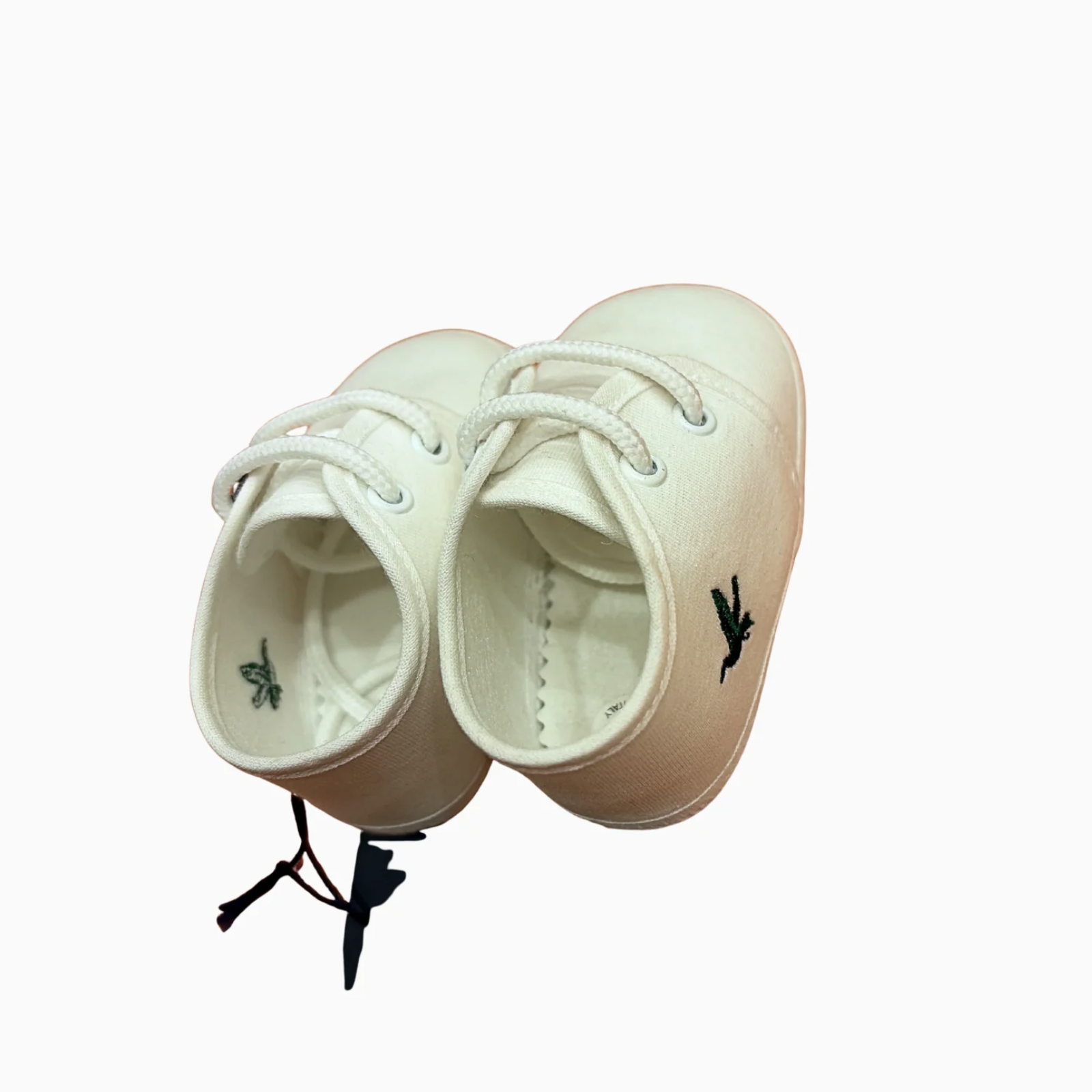 Scarpine Neonato Panna con Lacci e Ricamo Laterale Brooksfield
