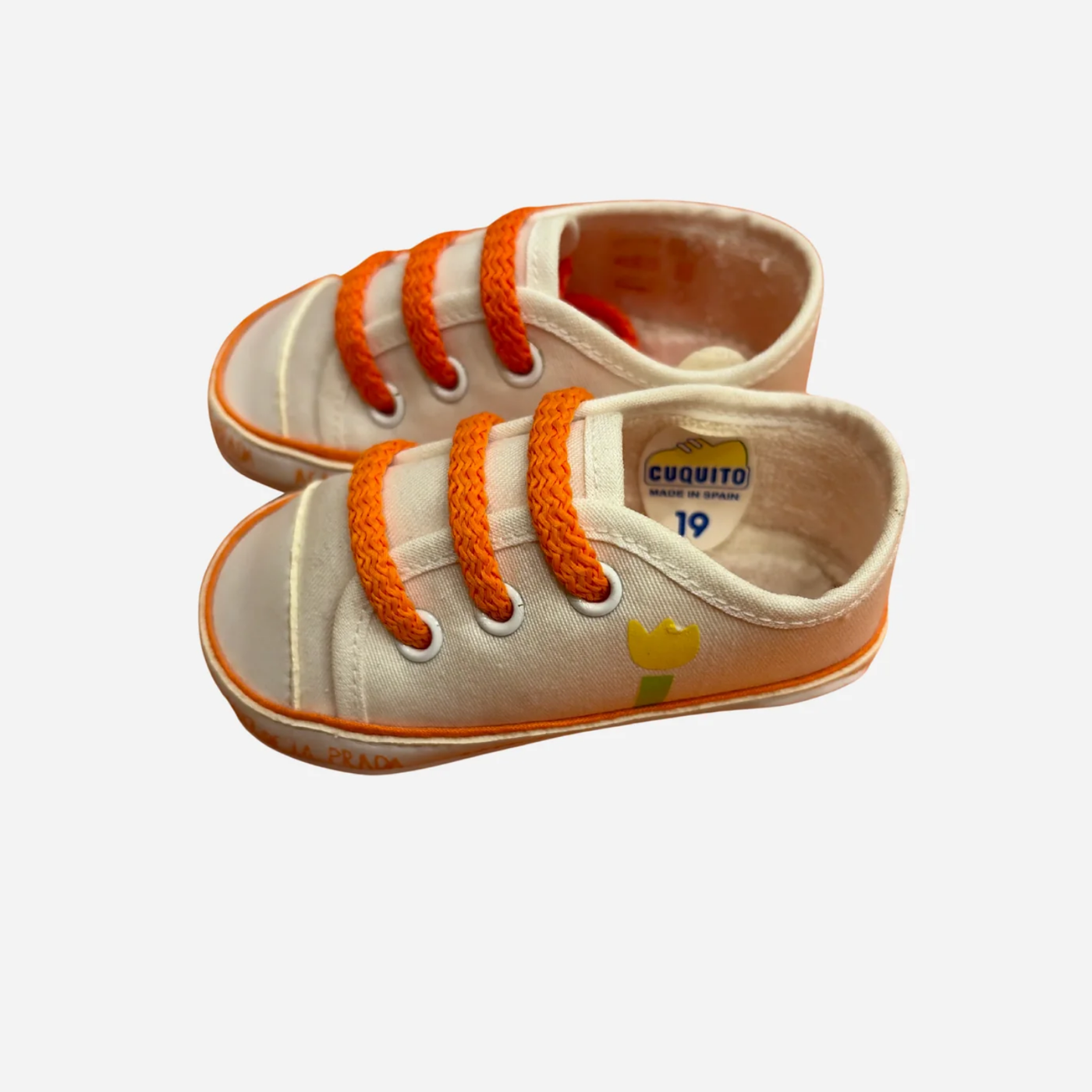 Scarpine Neonato Panna con Lacci Arancioni Coquito