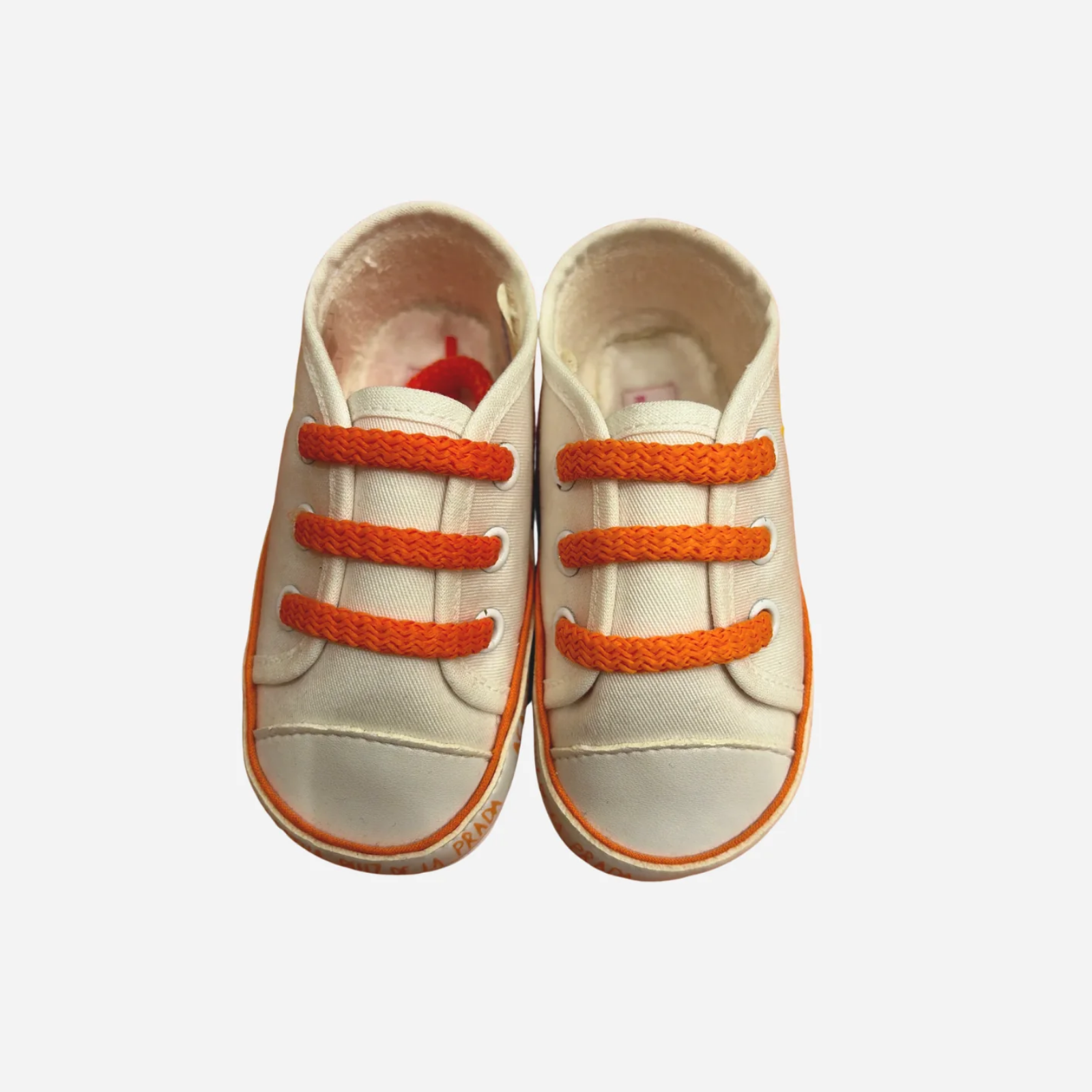 Scarpine Neonato Panna con Lacci Arancioni Coquito