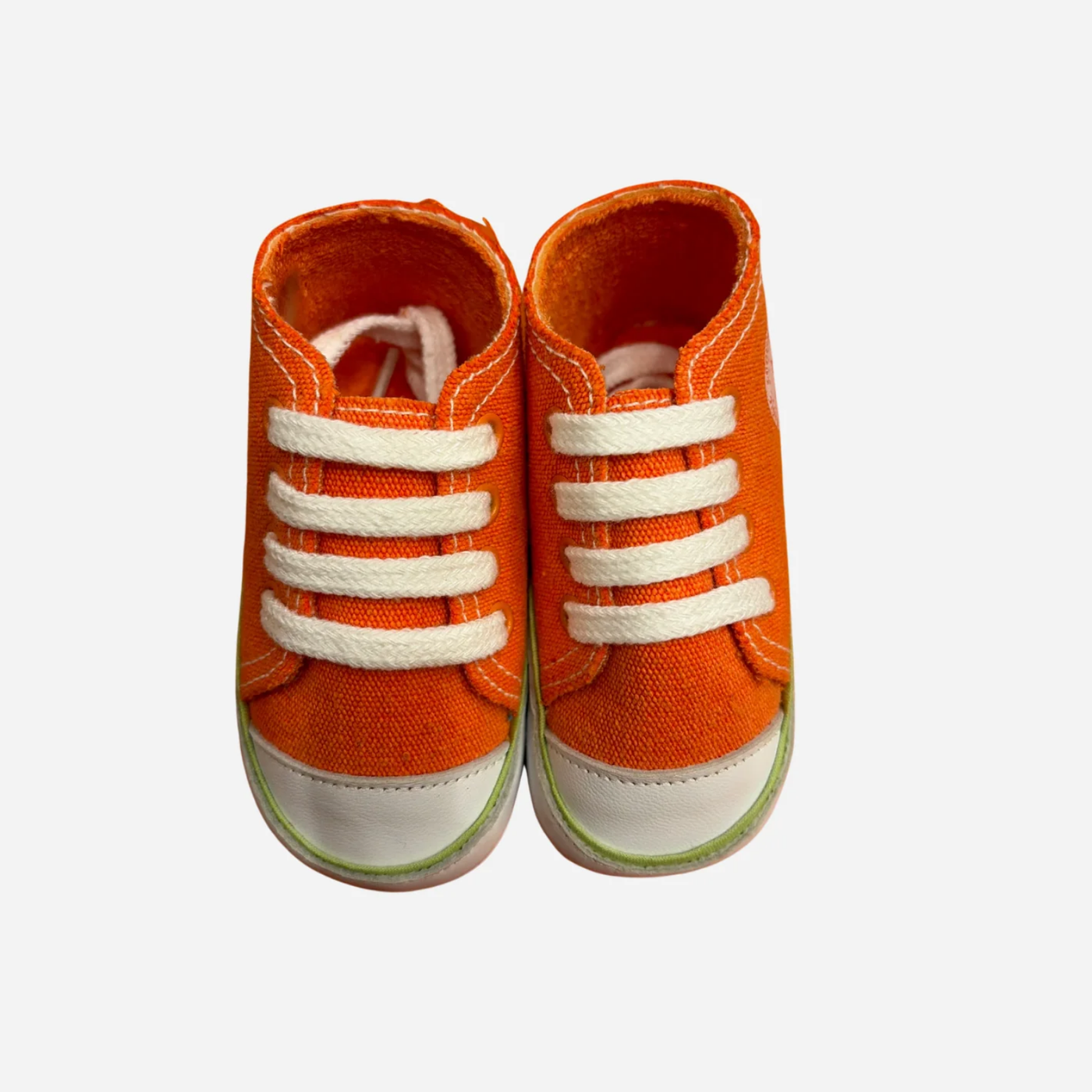 Scarpine Neonato Arancioni Stile Sneakers con Lacci Bianchi Coquito