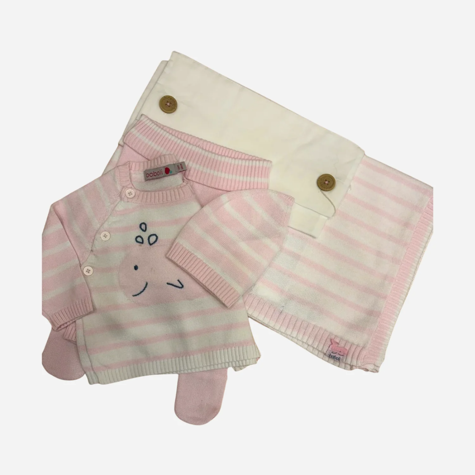 Completo Neonata Boboli Rosa a Righe con Copertina