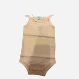 Body Neonata Rosa Cipria con Spalline e Fiocco Strass