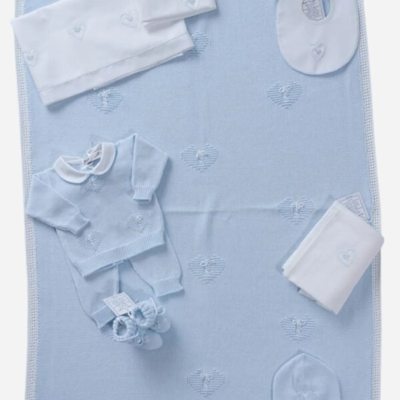 Set Nascita Neonato Azzurro con Copertina e Accessori Coordinati