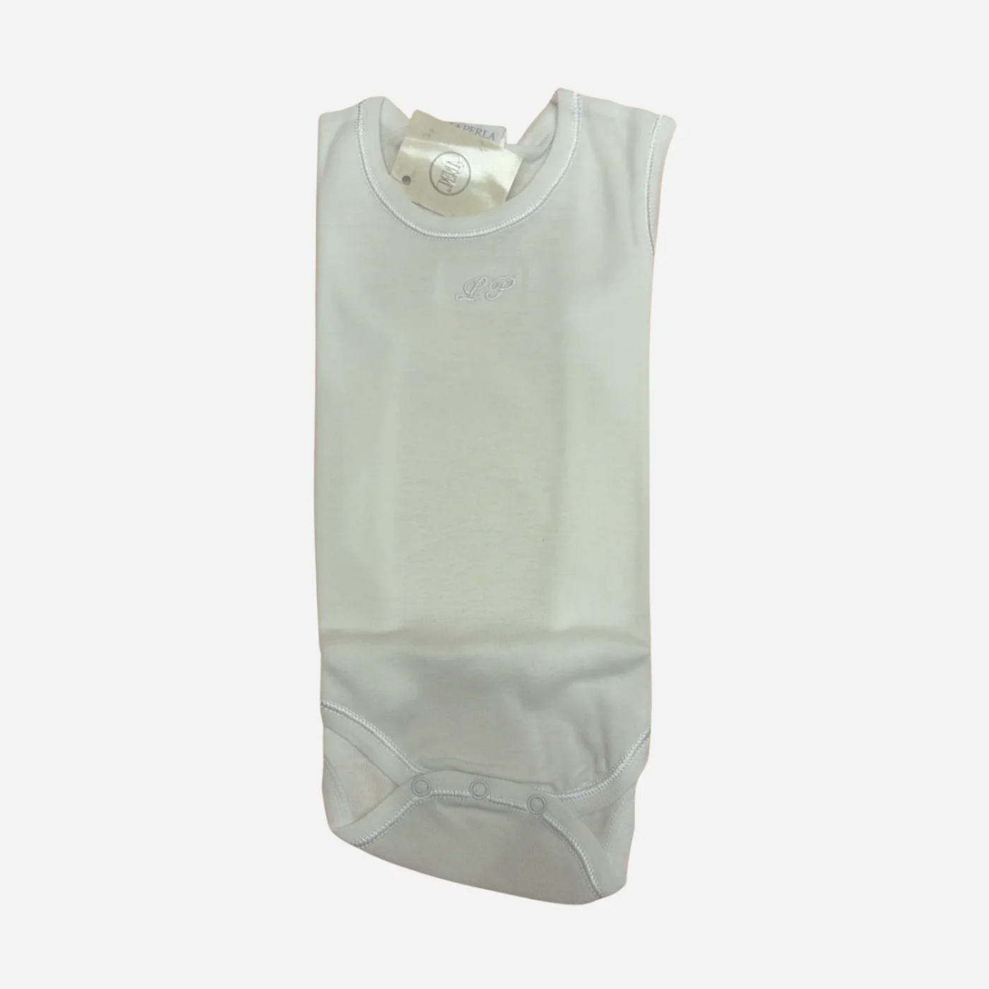 Body Neonato La Perla Bianco Smanicato con Ricamo