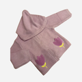 Giacchina Neonata Rosa Antico in Maglia con Cappuccio e Fiori