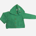 Giacchina Neonato Verde in Maglia con Cappuccio Animaletto