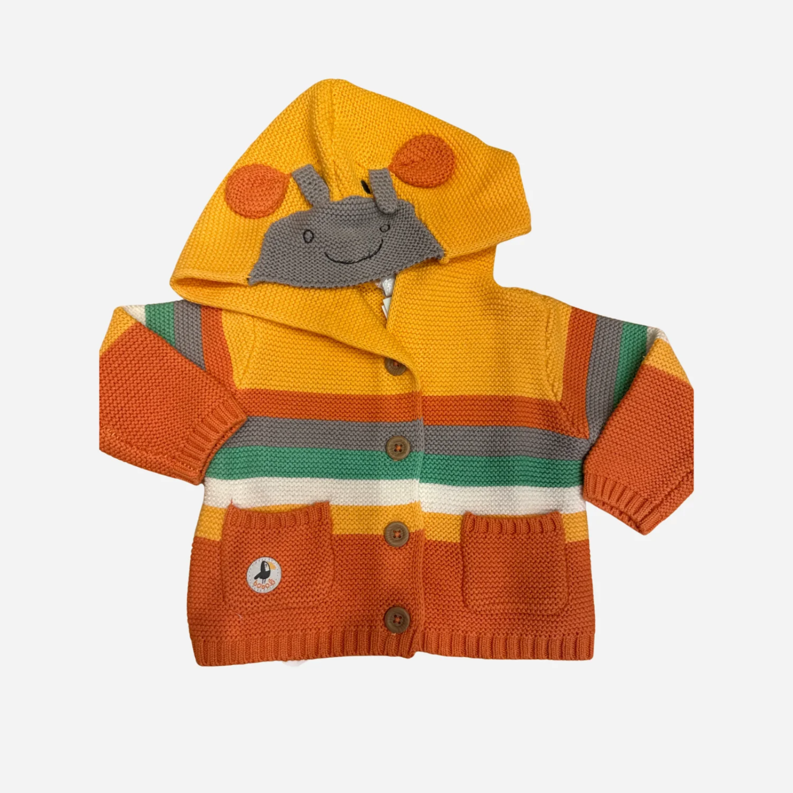 Giacchina Neonato Boboli Multicolor in Maglia con Cappuccio Animaletto