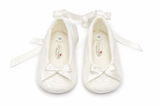 Ballerine Neonata Avorio con Paillettes, Fiocco e Nastri – Baby Graziella