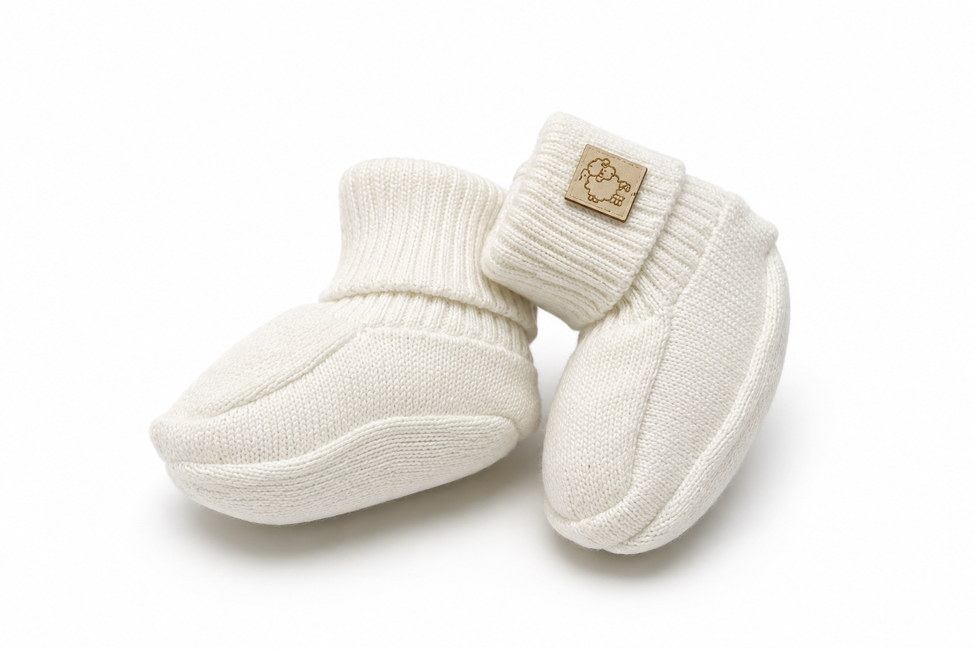 Scarpine Neonato Panna in Maglia con Applicazione – Maglificio di Verona
