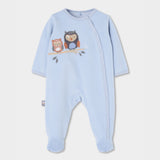 Tutina neonato Boboli azzurra con gufetti e piedini