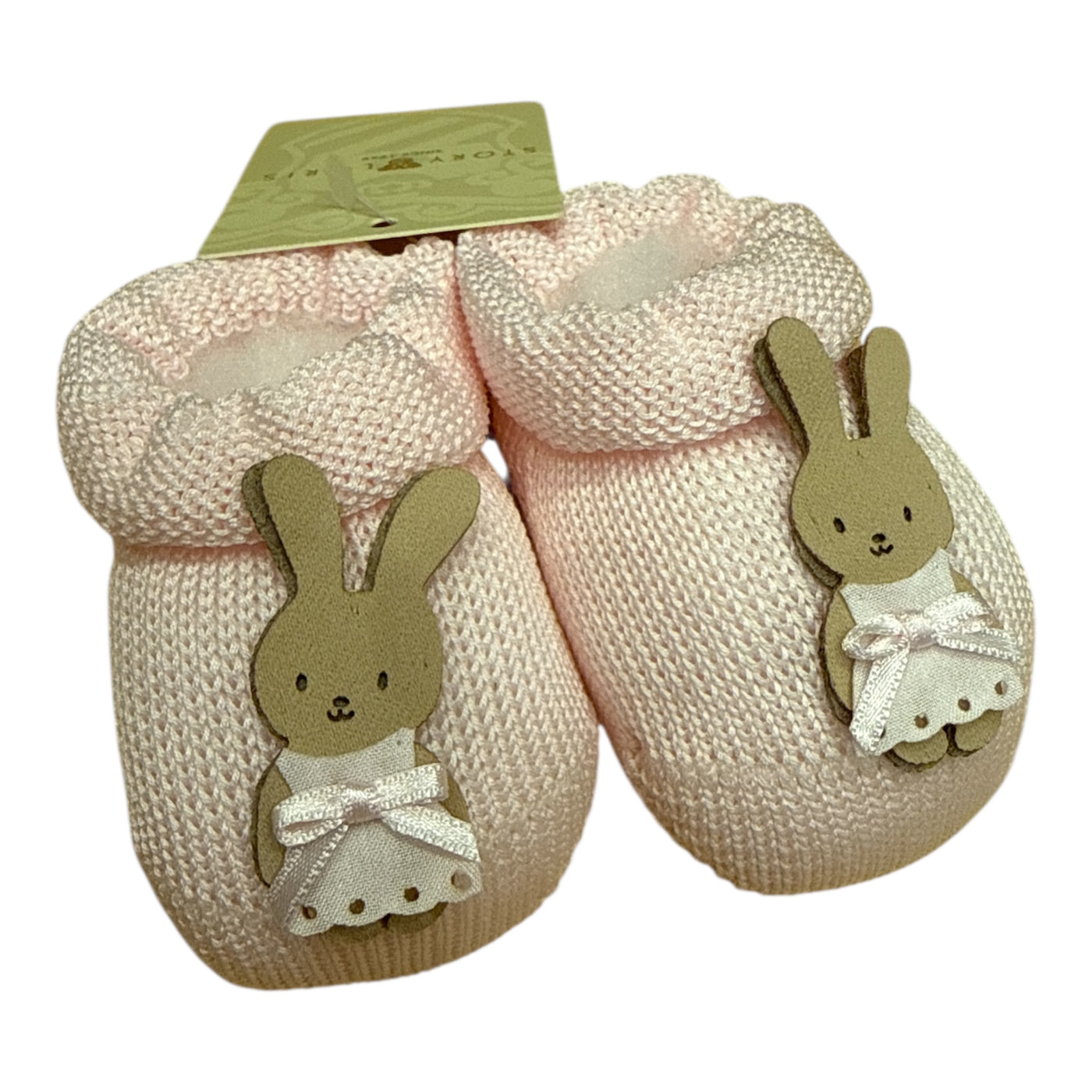 Scarpine Neonato Rosa in Maglia con Coniglietto Decorativo