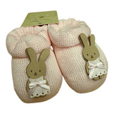 Scarpine Neonato Rosa in Maglia con Coniglietto Decorativo