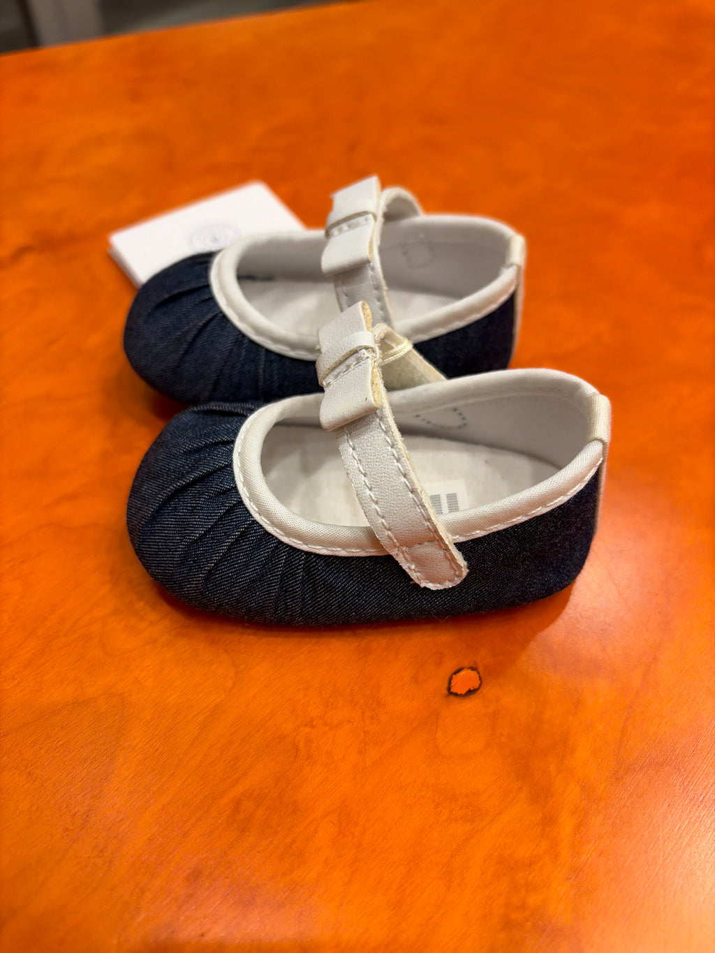 Ballerine Neonato Blu Navy con Cinturino Bianco