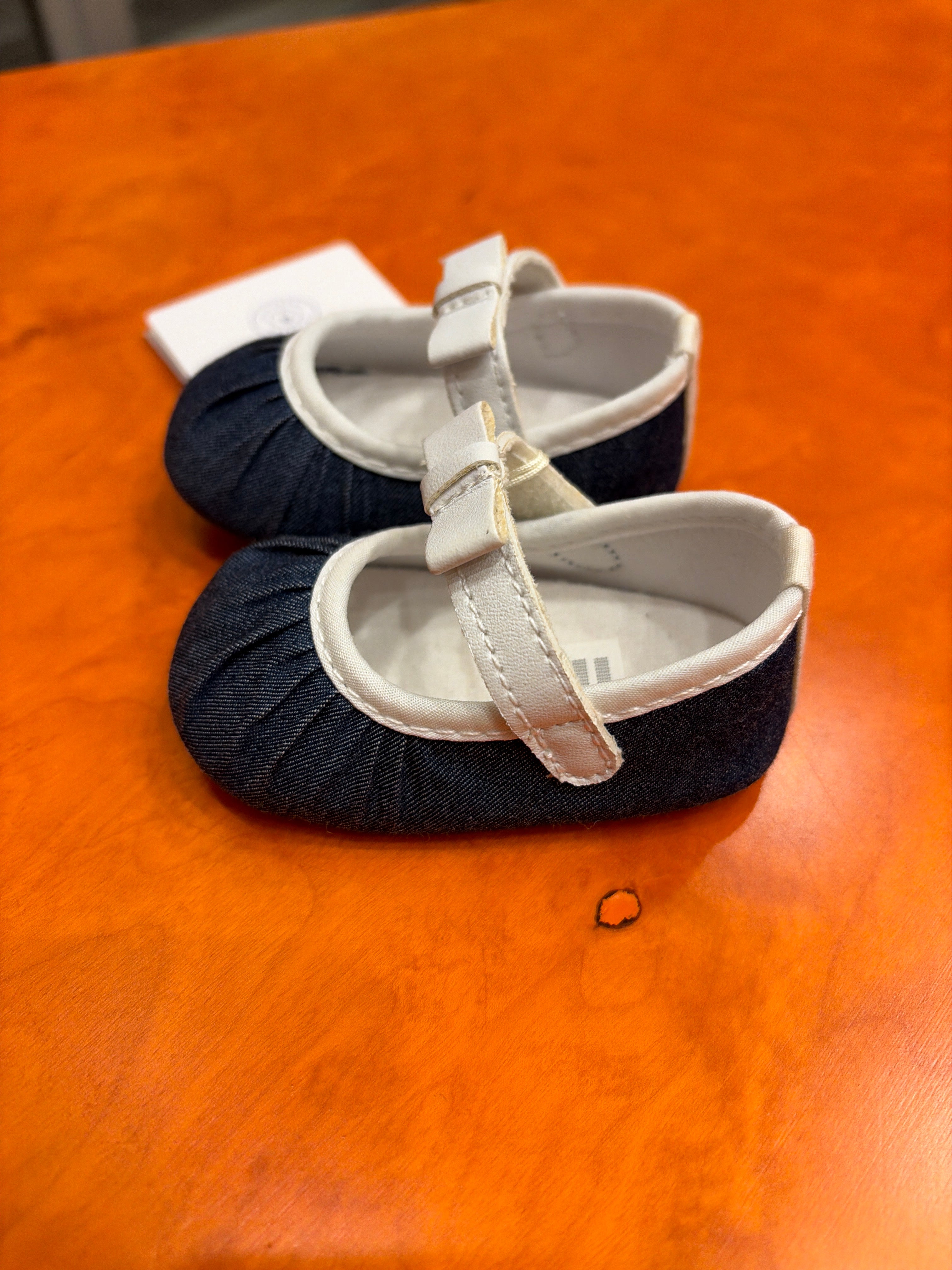Ballerine Neonato Blu Navy con Cinturino Bianco