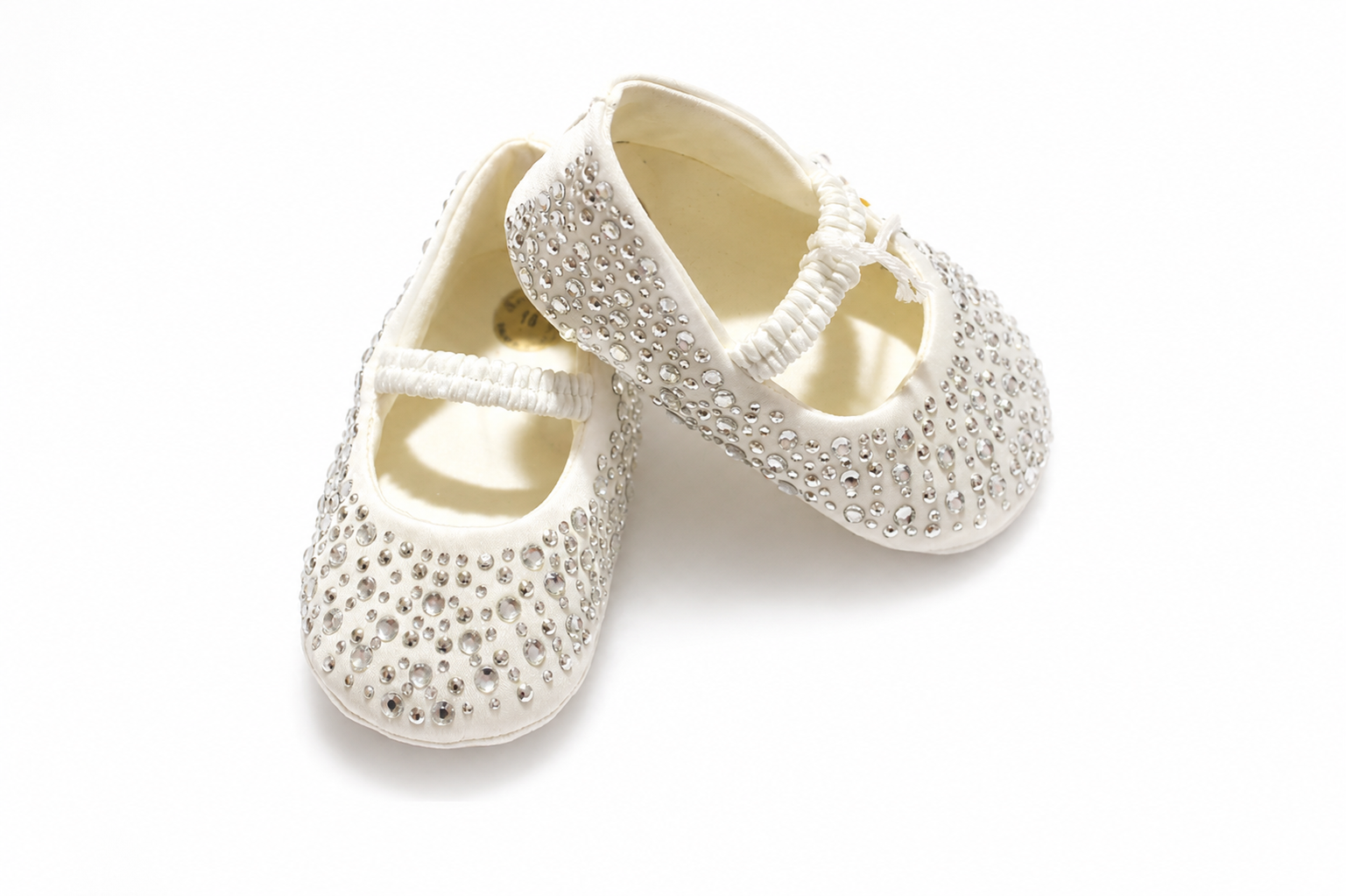 Ballerine Neonata Avorio con Strass e Fascia Elastica – Ambarabà