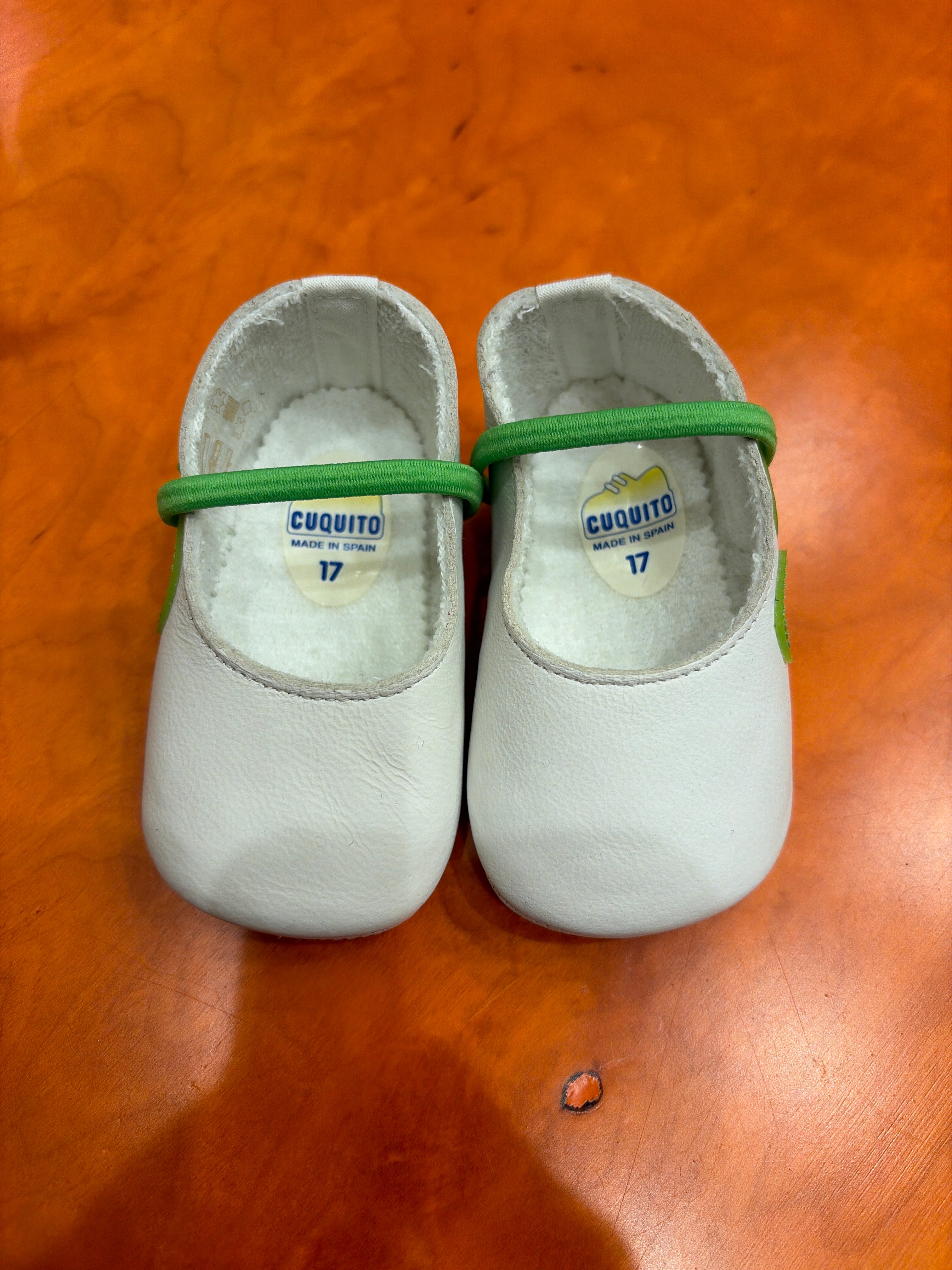 Ballerine Bambina Bianche con Dettagli Verdi