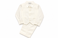 Completo elegante Baby Graziella da bambino color panna con gilet, camicia, papillon e pantalone corto
