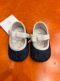 Ballerine Neonato Blu Navy con Cinturino Bianco