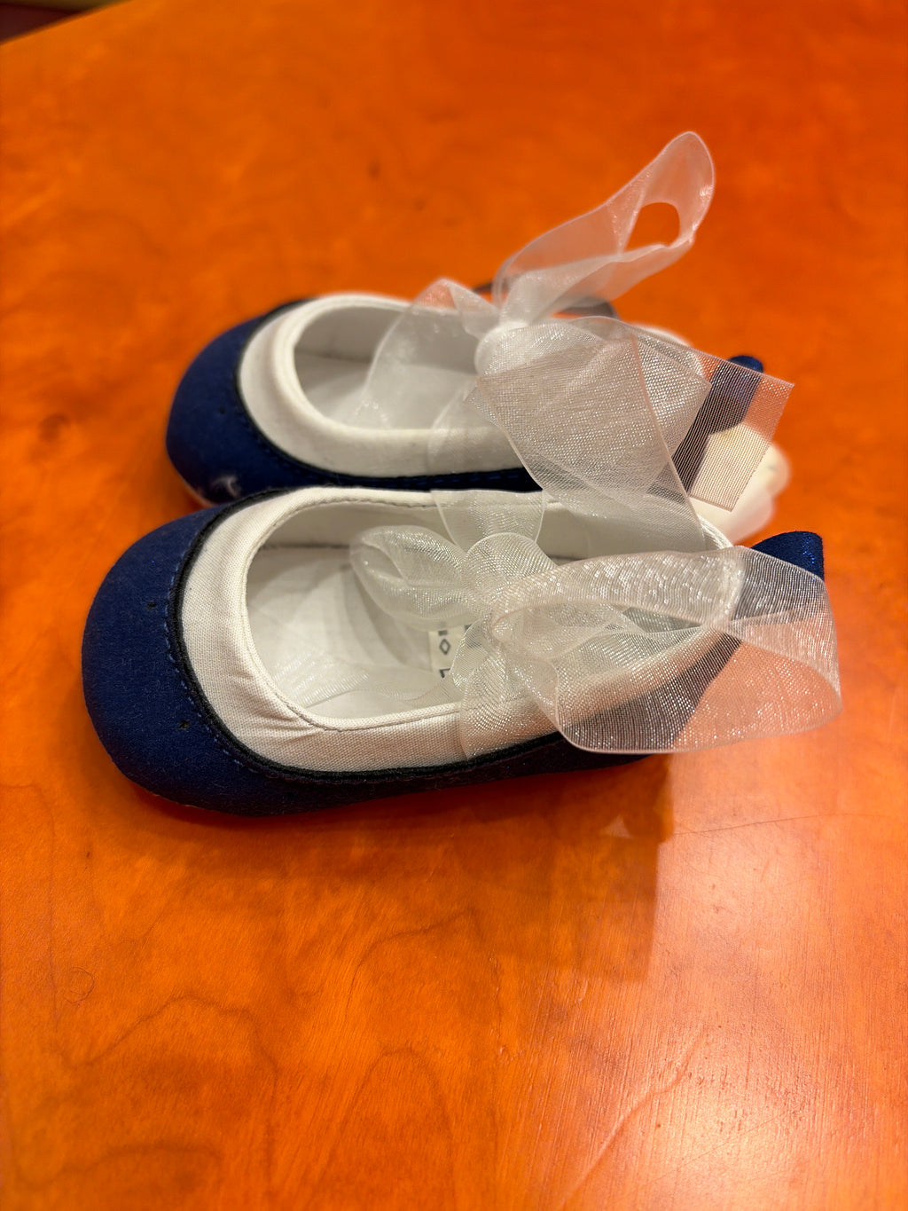 Ballerine Eleganti Blu Navy con Fiocco in Tulle - Neonata/Bimba