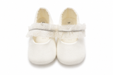 Ballerine Neonata Avorio con Pizzo e Strass – Le Bebé