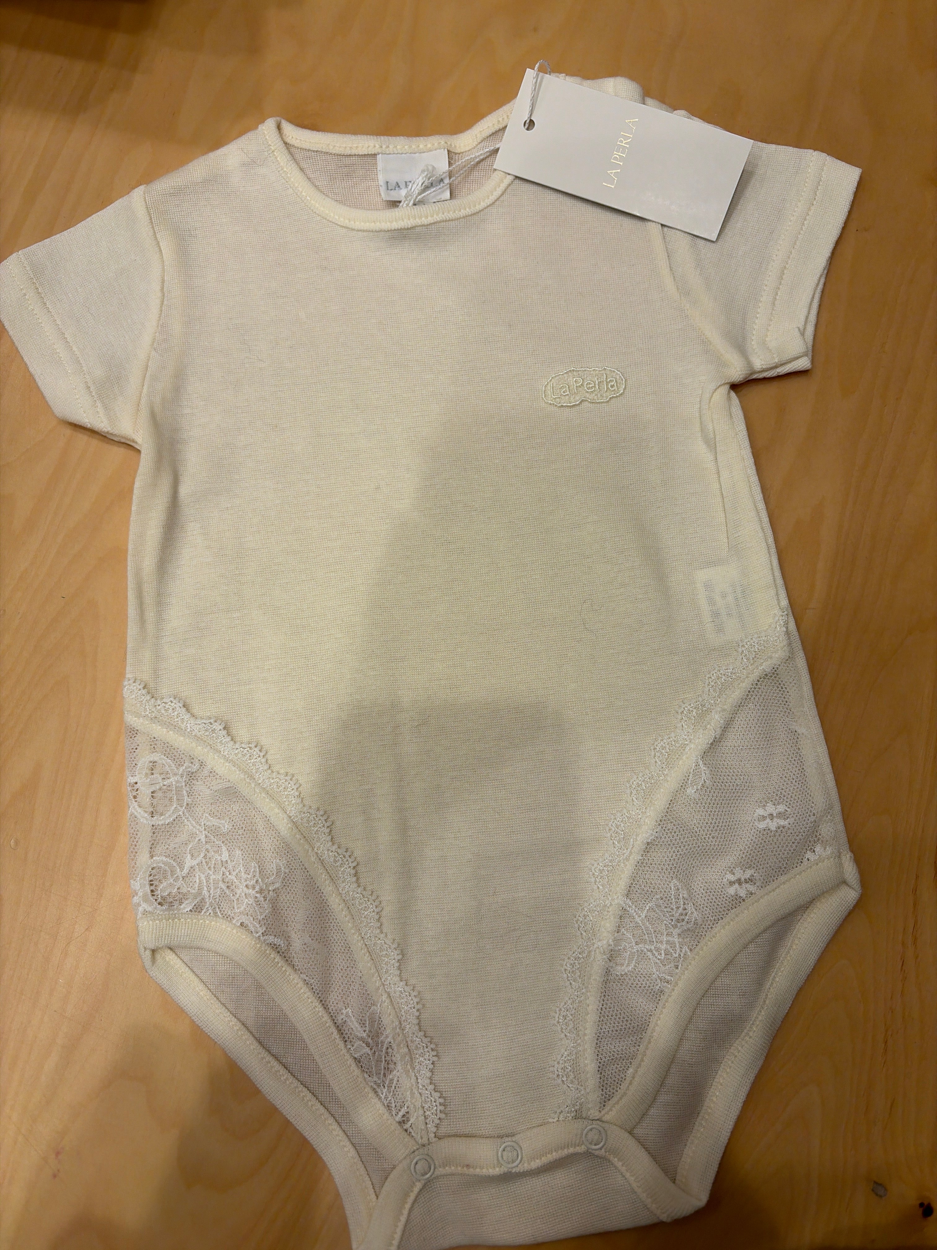 Body in filo di Scozia e pizzo color avorio - La Perla