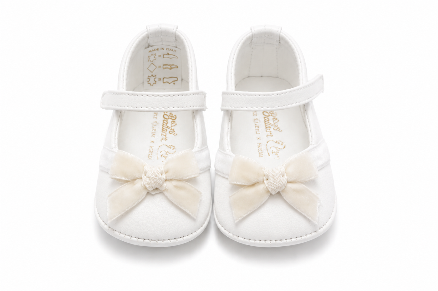 Ballerine Neonata Bianche con Fiocco Beige – Baby Comfort