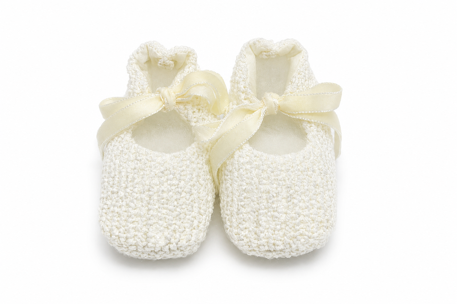 Scarpine Neonata Panna con Fiocchi in Raso – Baby Comfort