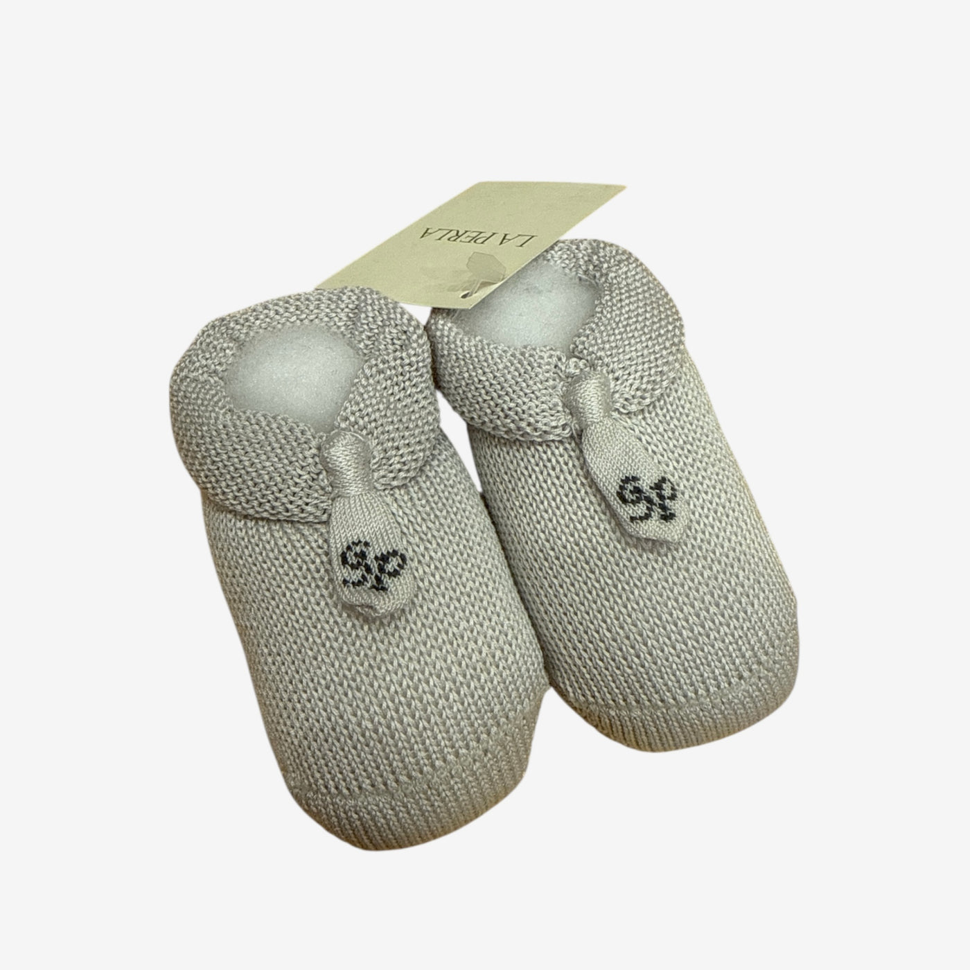 Scarpine neonato grigie con applicazione cravatta - La Perla