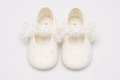 Ballerine Neonata Avorio con Maxi Fiocco in Tulle e Dettagli Dorati – Le Bebé