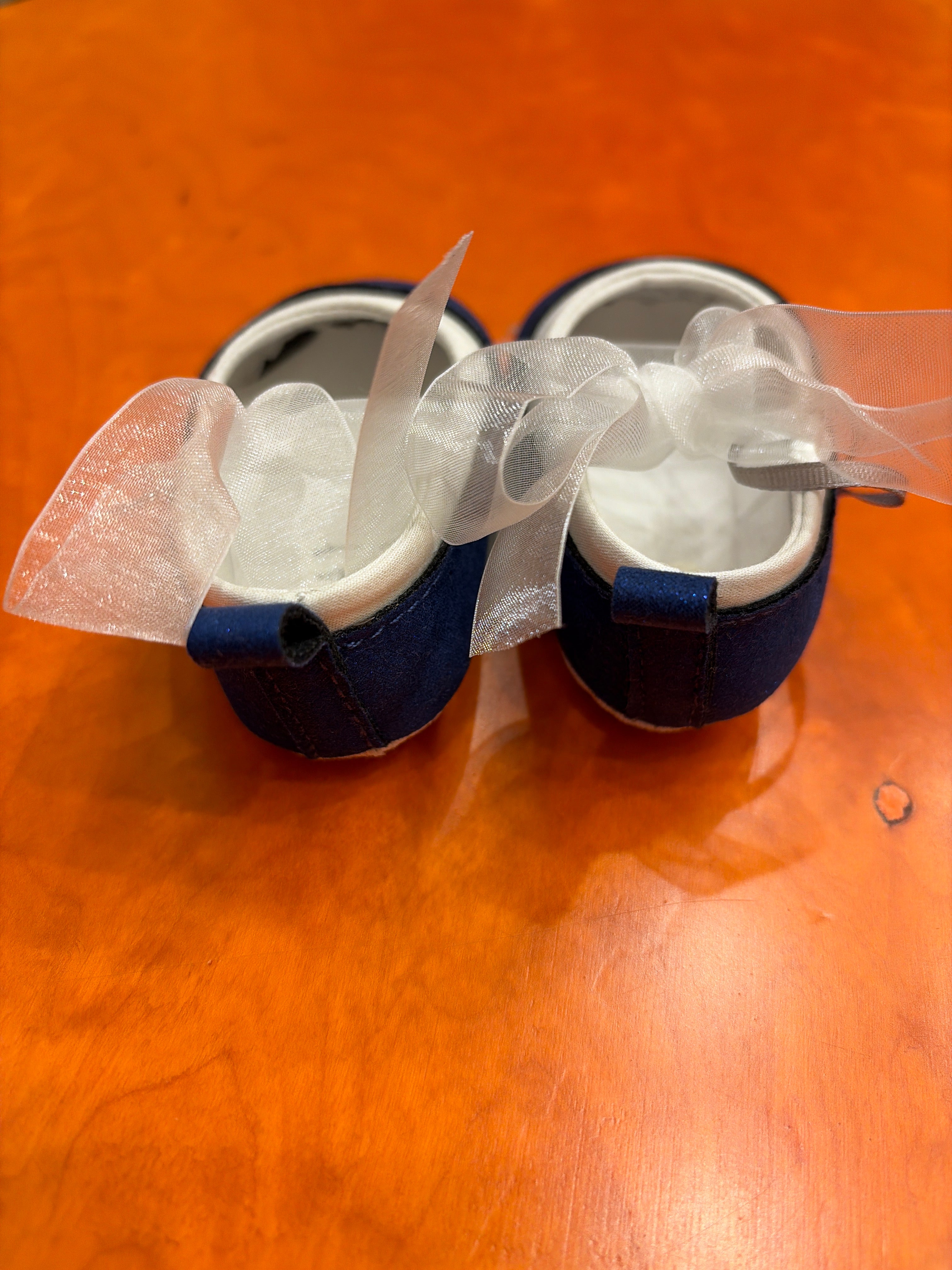 Ballerine Eleganti Blu Navy con Fiocco in Tulle - Neonata/Bimba