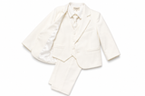 Completo elegante Bimbalò da bambino 5 pezzi color panna con giacca, gilet e pantalone