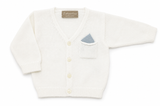Cardigan La Stupenderia da neonato bianco con taschino e dettaglio cielo