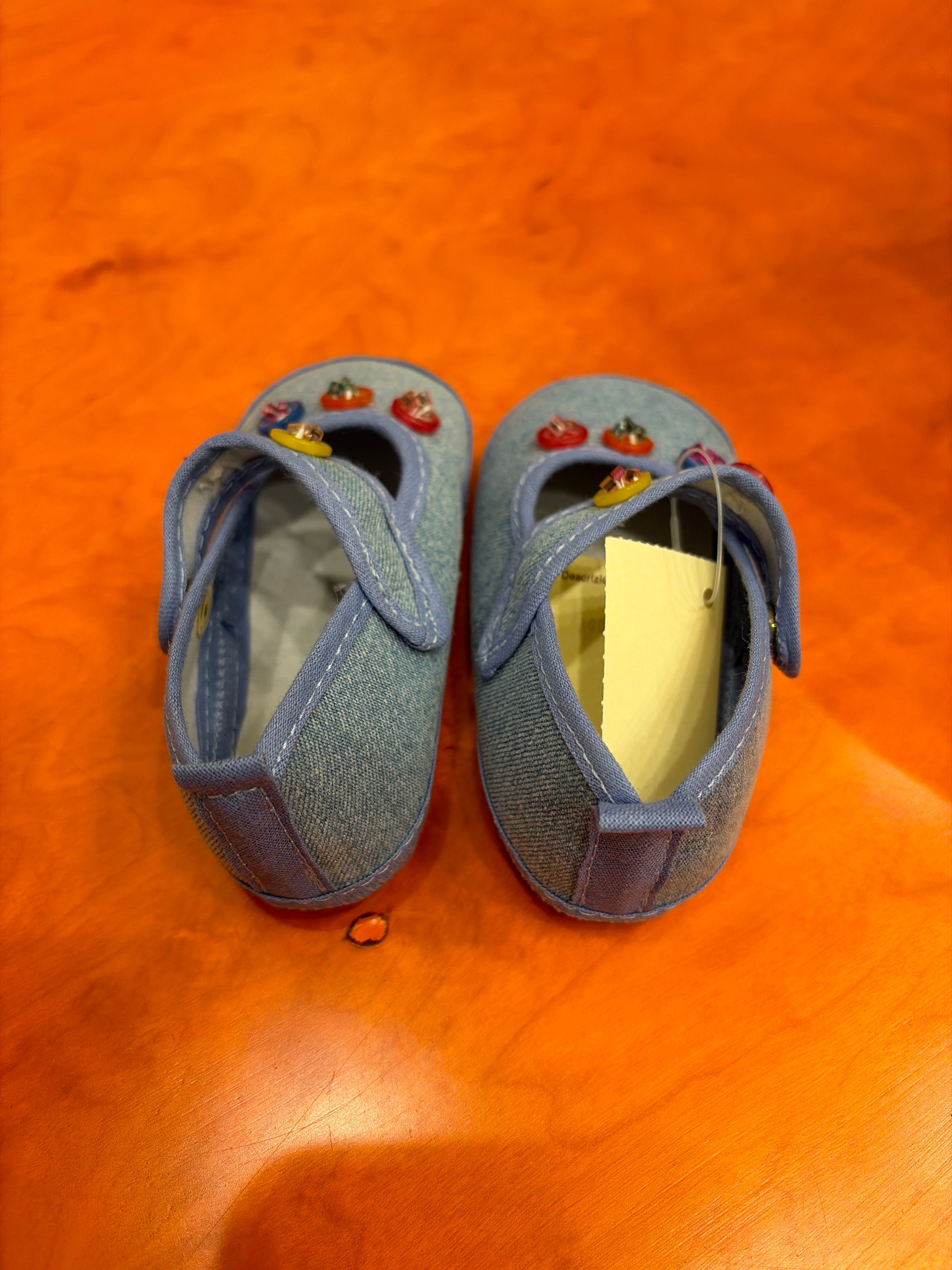 Ballerine Bambina Jeans con Cinturino a Strappo e Bottoni Decorativi Multicolor - Il Trenino