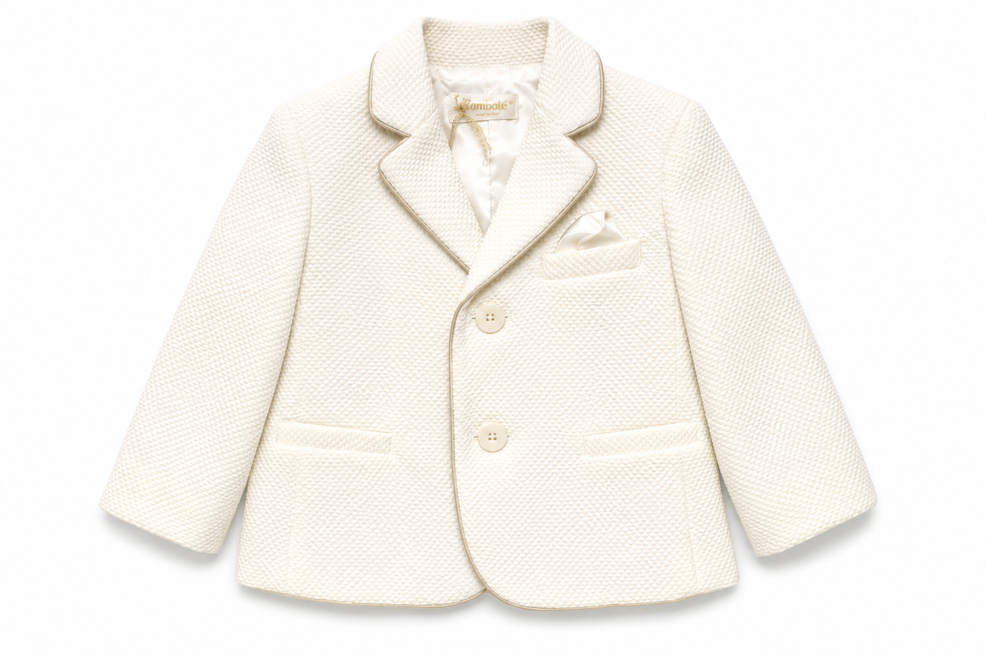 Giacca elegante Bimbalò da bambino color panna con profili beige
