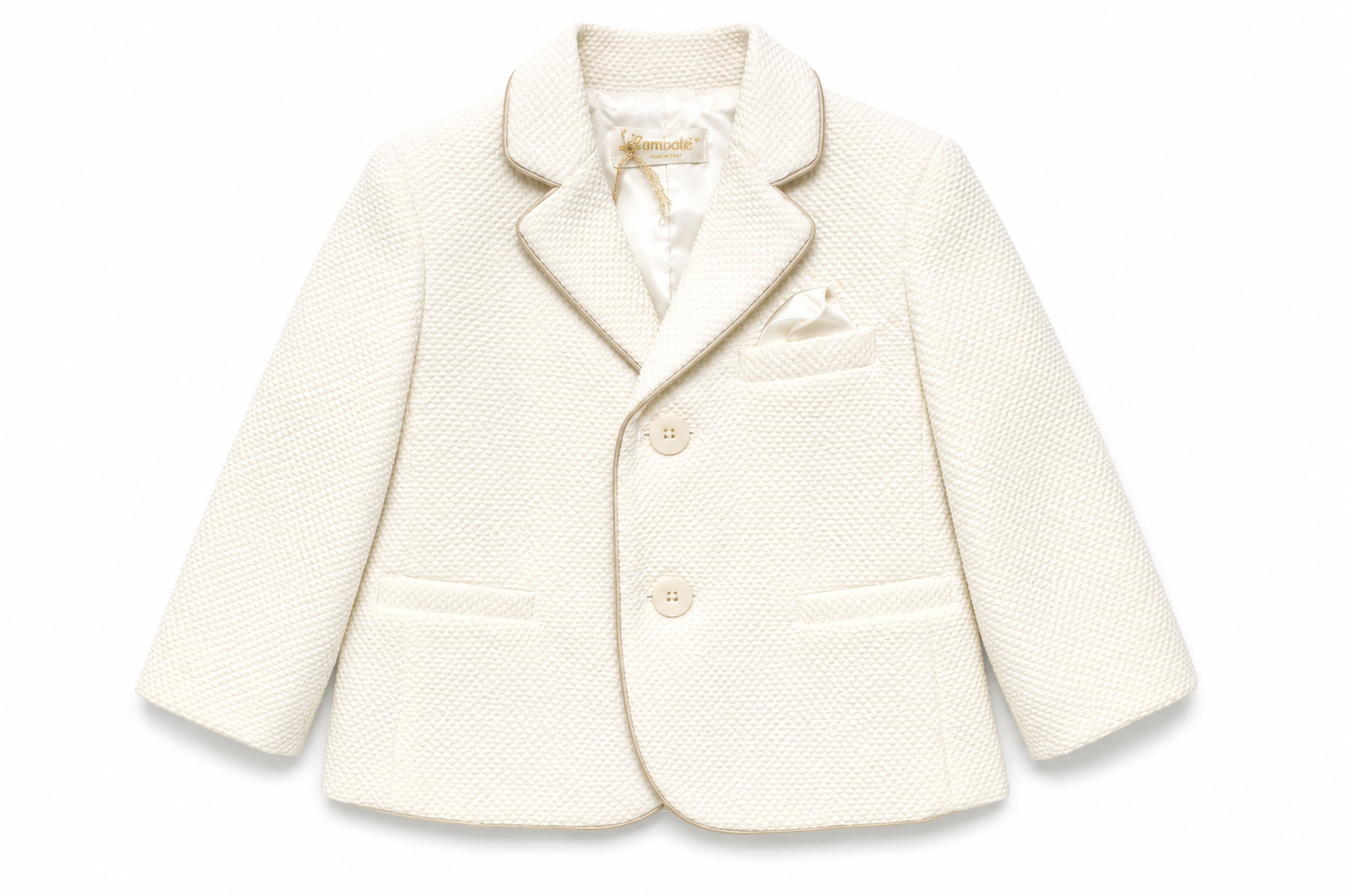 Giacca elegante Bimbalò da bambino color panna con profili beige