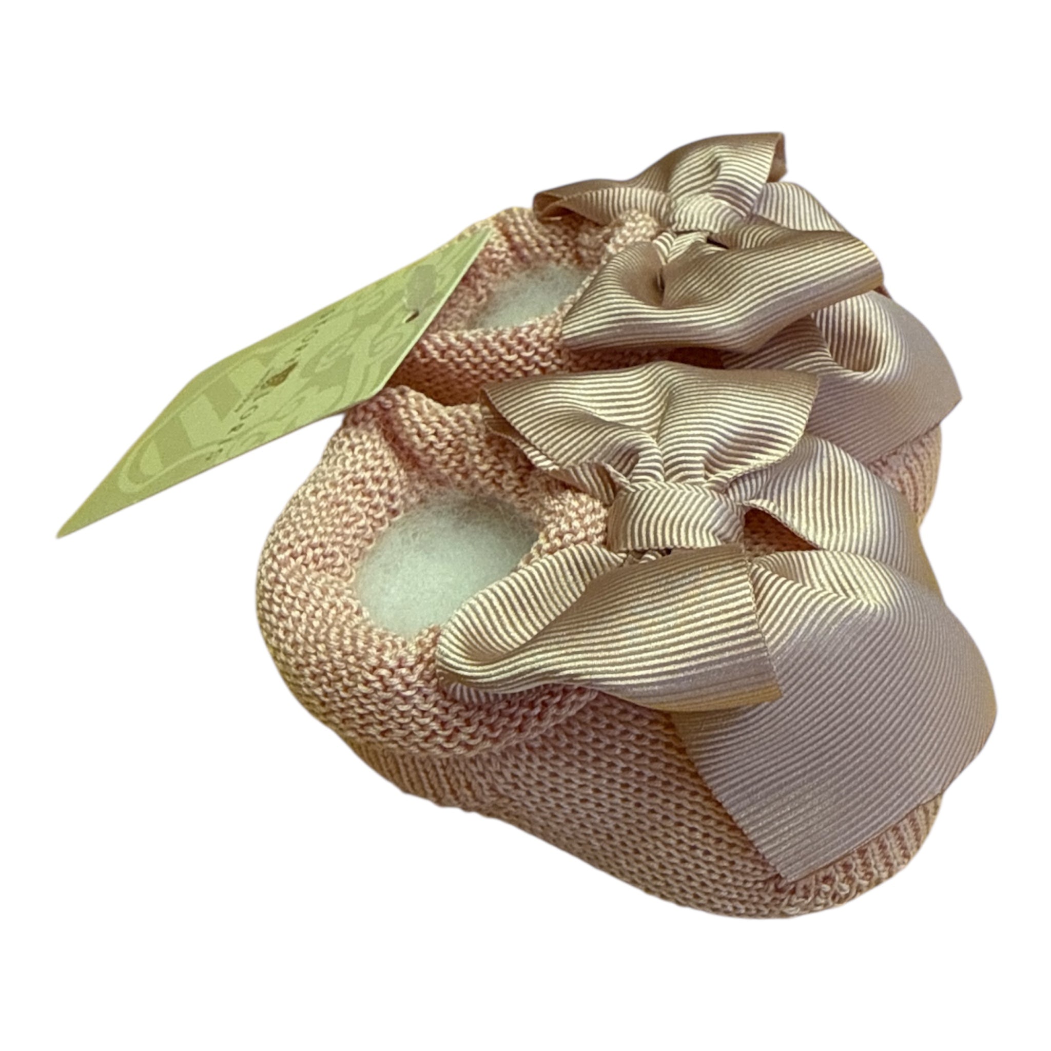 Scarpine neonato rosa antico con fiocco – Story Loris