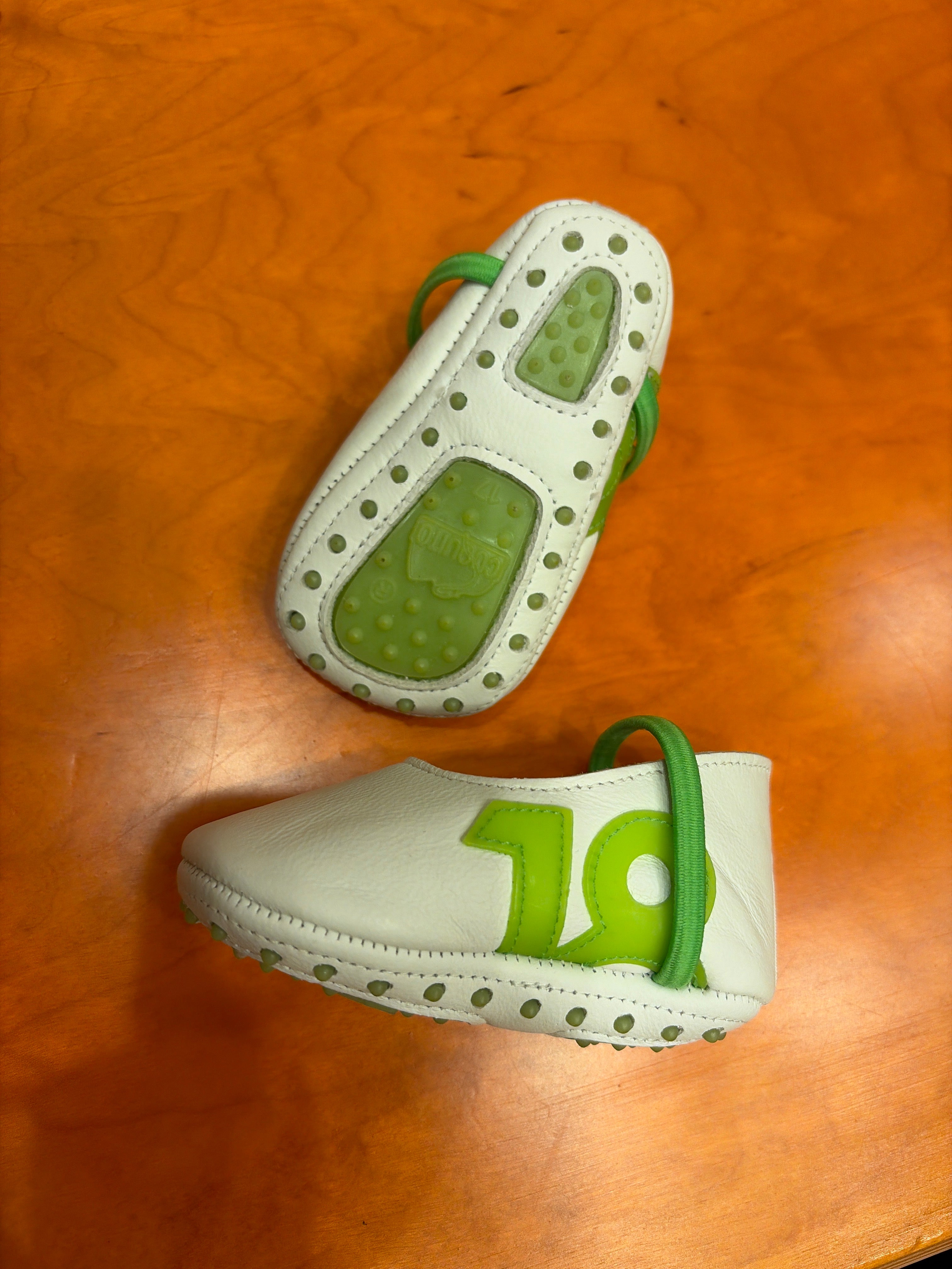 Ballerine Bambina Bianche con Dettagli Verdi