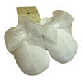 Scarpine Neonato in Maglia Avorio con Fiocco in Organza