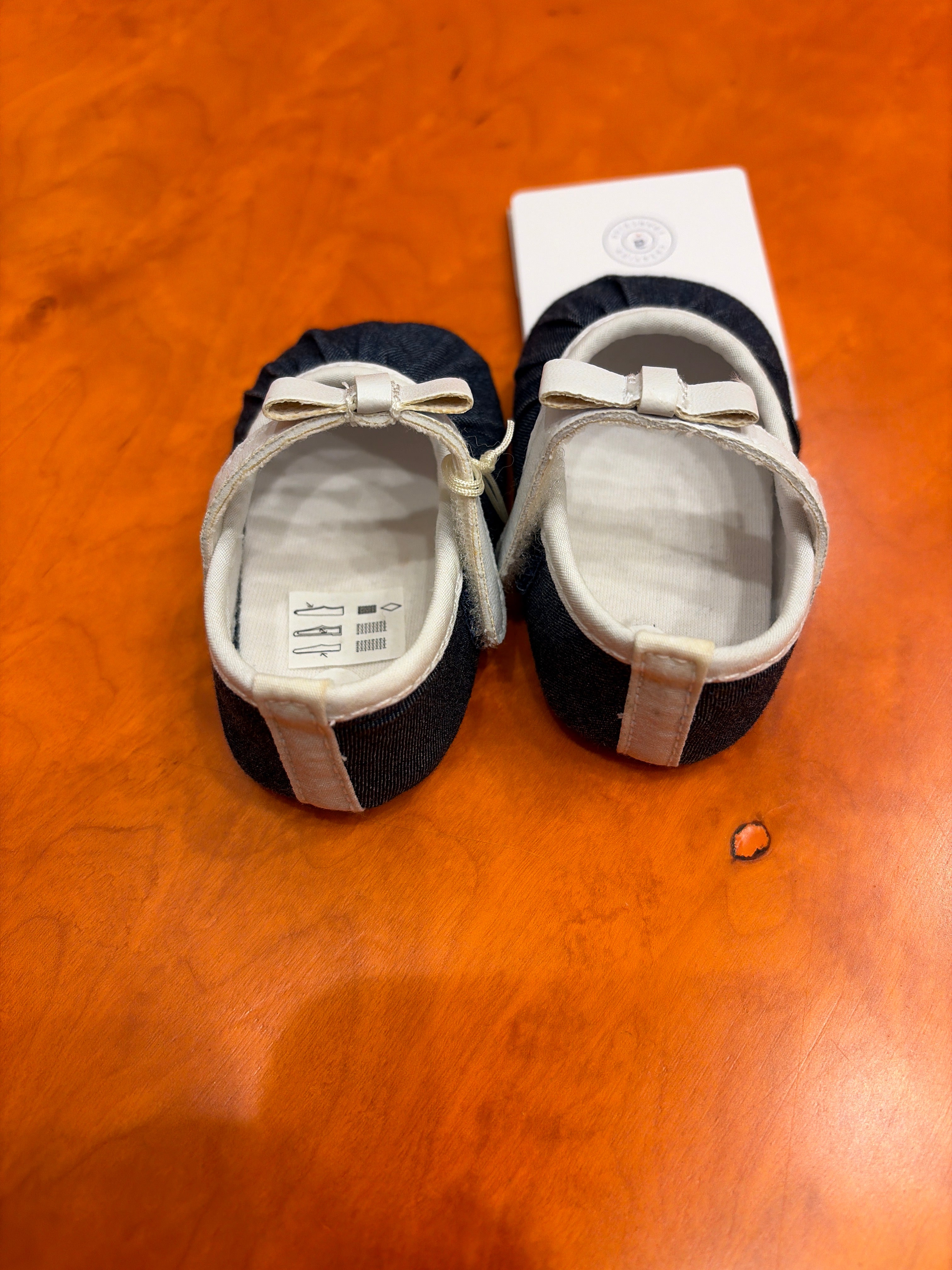 Ballerine Neonato Blu Navy con Cinturino Bianco